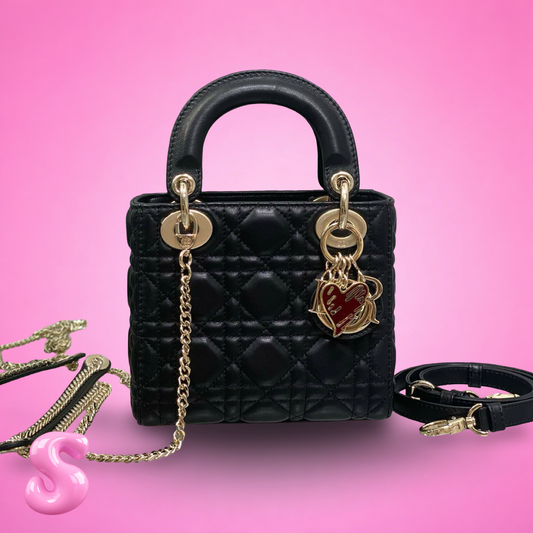 Mini Lady Dior Cannage Black