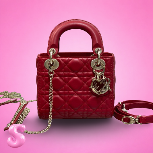 Mini Lady Dior Cannage Red