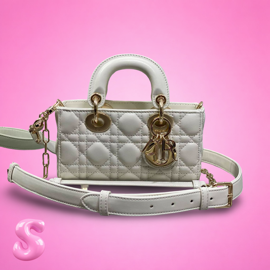 Mini Lady Dior Cannage White
