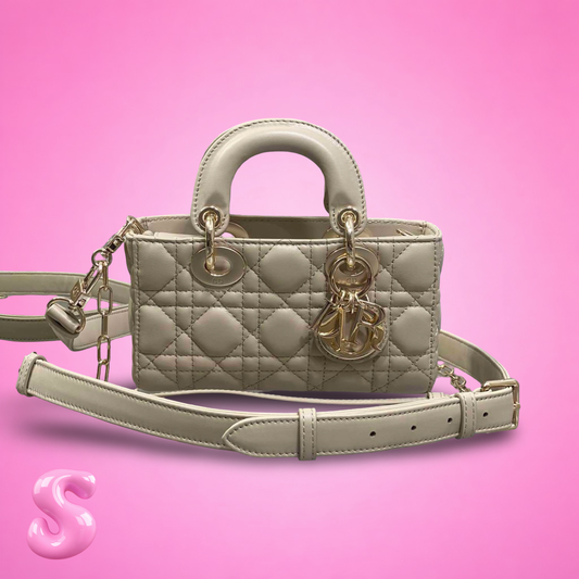 Mini Lady Dior Cannage White